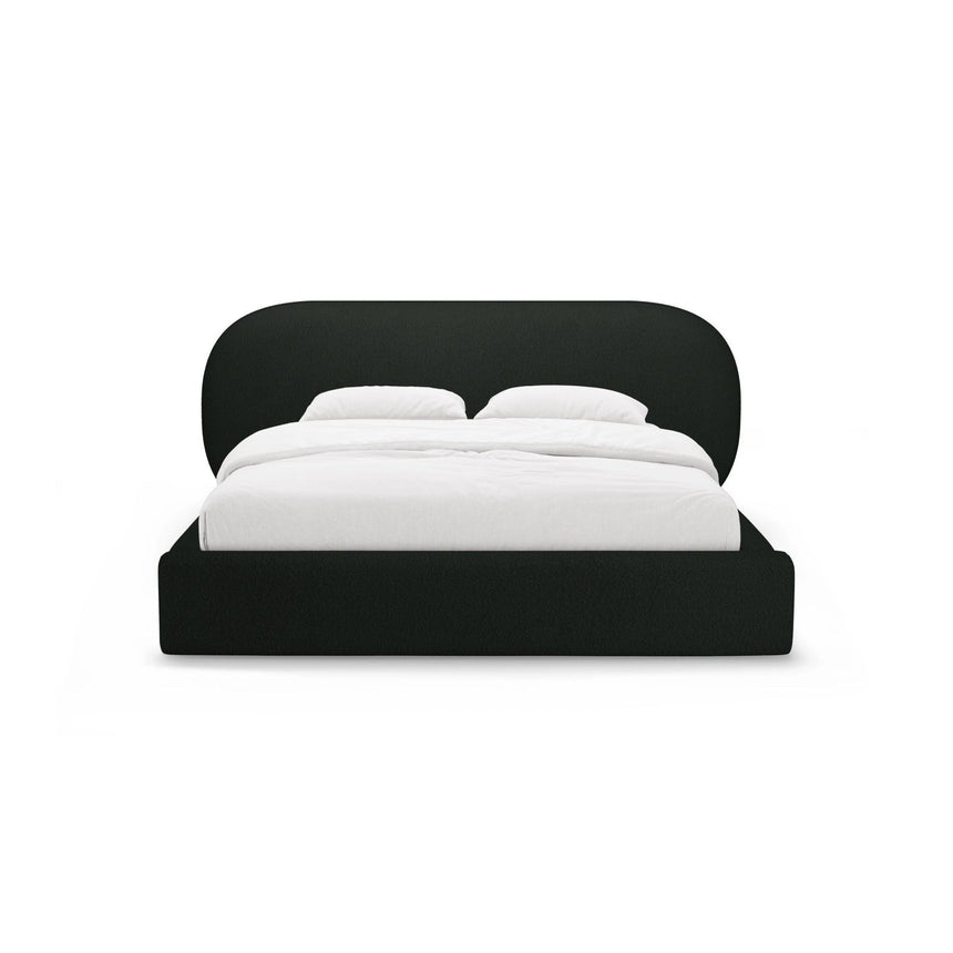 Ovalo Bett mit Kopfteil und Stauraum aus Boucle in Schwarz (Baloo 2082), 200x200 cm von Micadoni – Bild 2