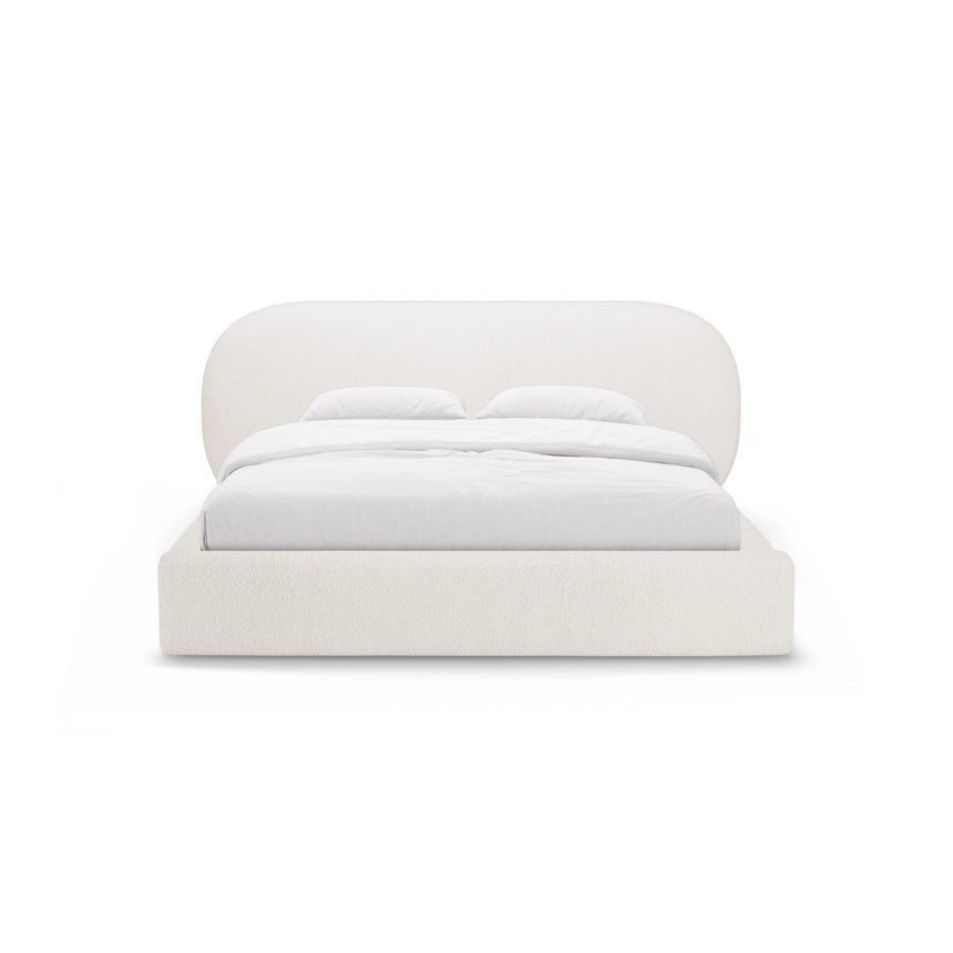 Ovalo Bett mit Kopfteil und Stauraum aus Samt, Boucle oder Chenille, 200x200 cm von Micadoni – Bild 2