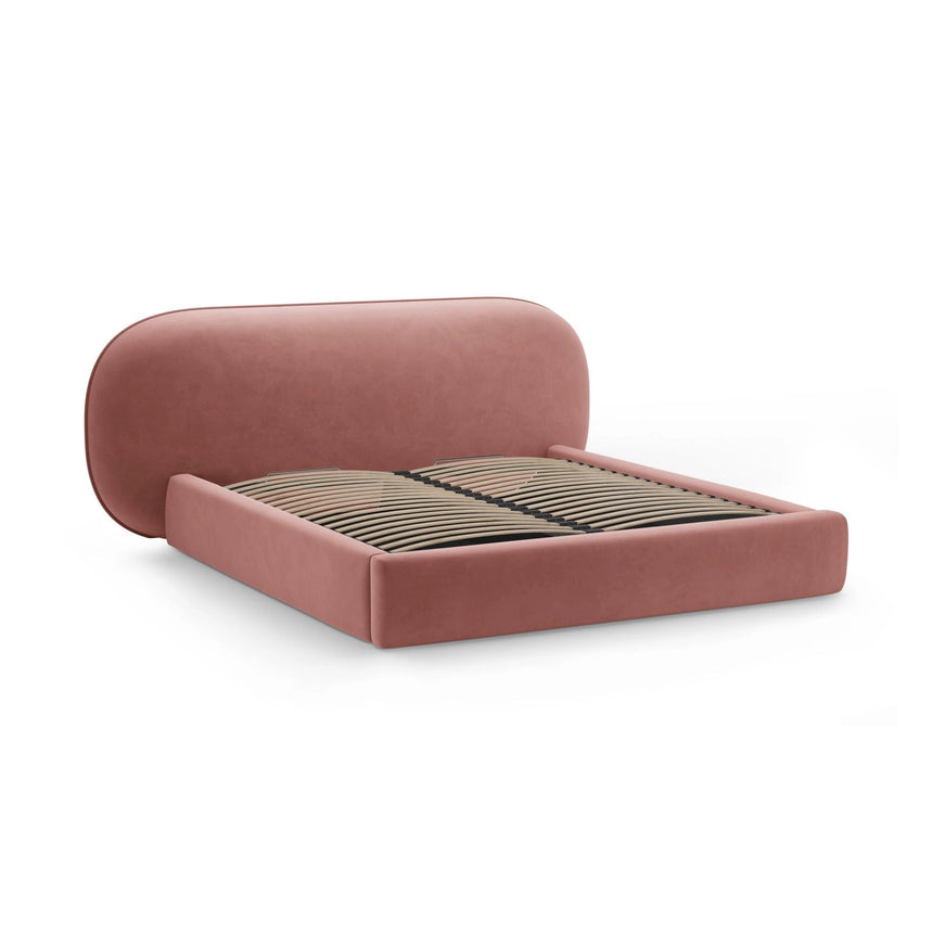 Ovalo Bett mit Kopfteil und Stauraum aus Samt in Rosa (Magic Velvet 2257), 200x200 cm von Micadoni – Bild 3