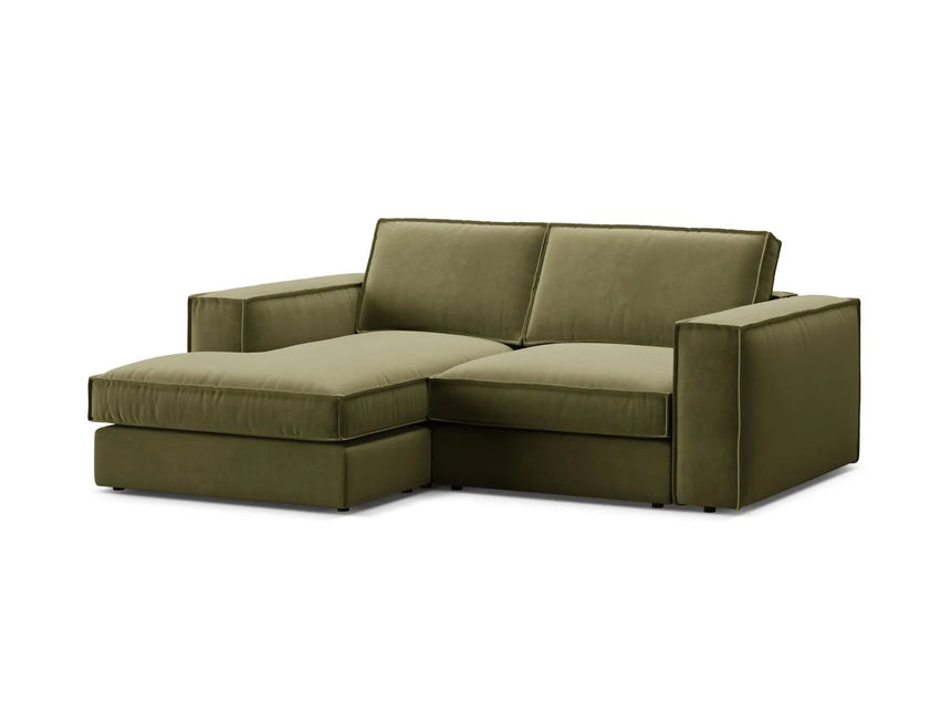 Pola 2-Sitzer Ecksofa, Linke Seite, aus Samt in Grün (Salvador 8), 226x158 cm von Micadoni – Bild 4