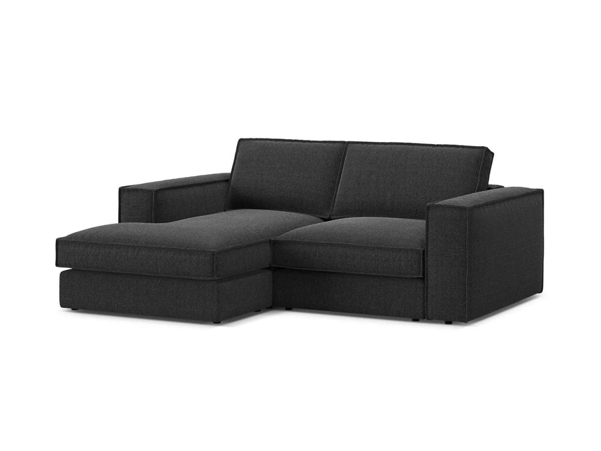 Pola 2-Sitzer Ecksofa, Linke Seite, aus Strukturierter Stoff in Schwarz (BABEL BLACK), 226x158 cm von Micadoni – Bild 4
