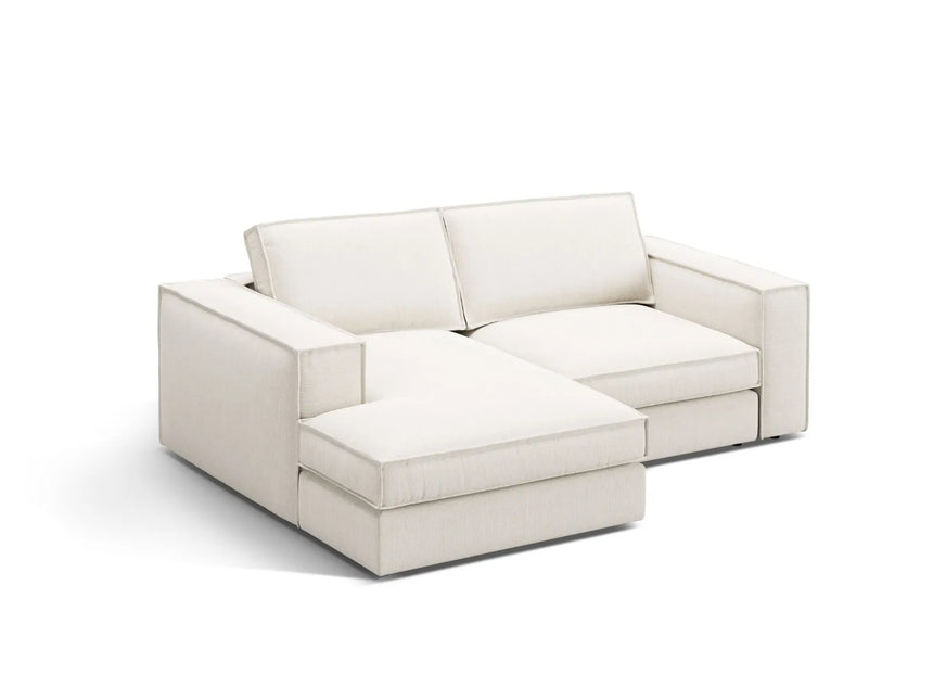 Pola 2-Sitzer Ecksofa, Linke Seite, aus Strukturierter Stoff in Weiß (BABEL WHITE), 226x158 cm von Micadoni – Bild 3