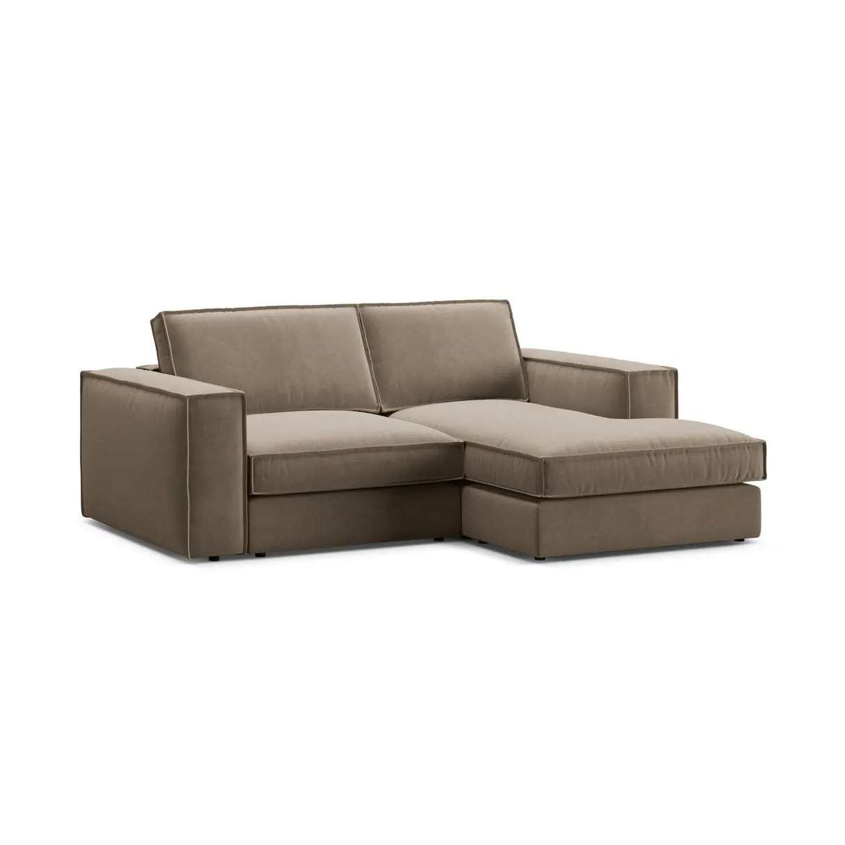 Pola 2-Sitzer Ecksofa, Rechte Seite, aus Samt oder Strukturstoff, 226x158 cm - ZEN ZONE Furniture