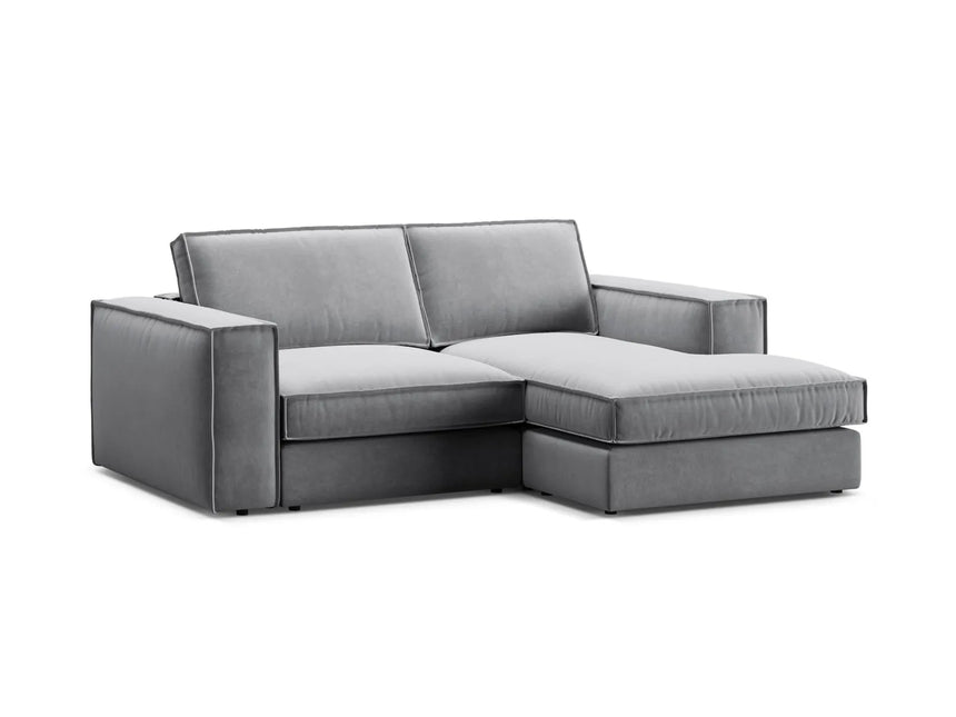 Pola 2-Sitzer Ecksofa, Rechte Seite, aus Samt in Grau (Salvador 17), 226x158 cm von Micadoni – Bild 4