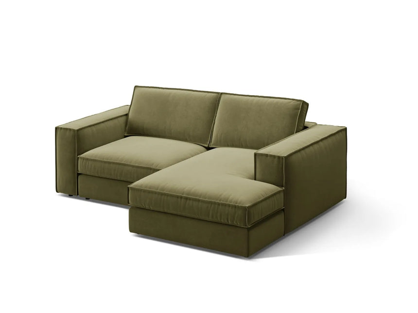 Pola 2-Sitzer Ecksofa, Rechte Seite, aus Samt in Grün (Salvador 8), 226x158 cm von Micadoni – Bild 3