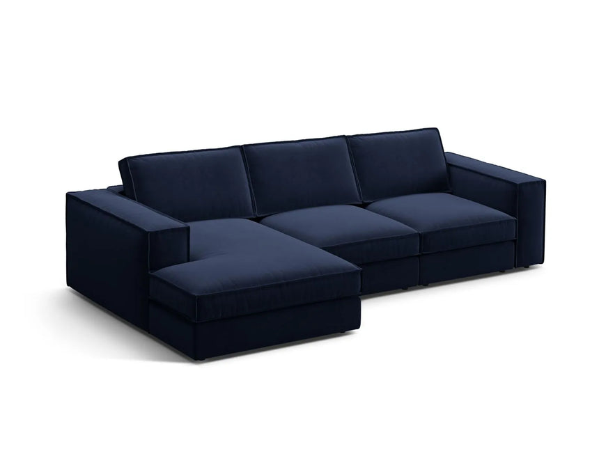 Pola 3-Sitzer Ecksofa, Linke Seite, aus Samt in Königsblau (Salvador 5), 284x158 cm von Micadoni – Bild 3