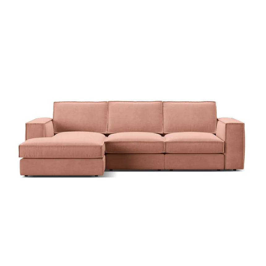 Pola 3-Sitzer Ecksofa, Linke Seite, aus Samt oder Strukturstoff, 284x158 cm - ZEN ZONE Furniture