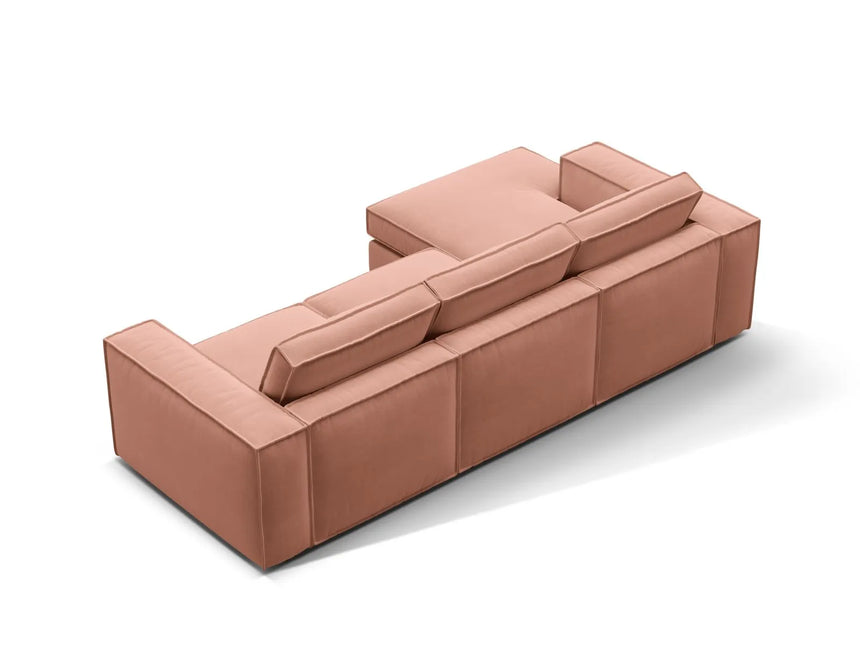 Pola 3-Sitzer Ecksofa, Linke Seite, aus Samt in Rosa (Salvador 11), 284x158 cm von Micadoni – Bild 5