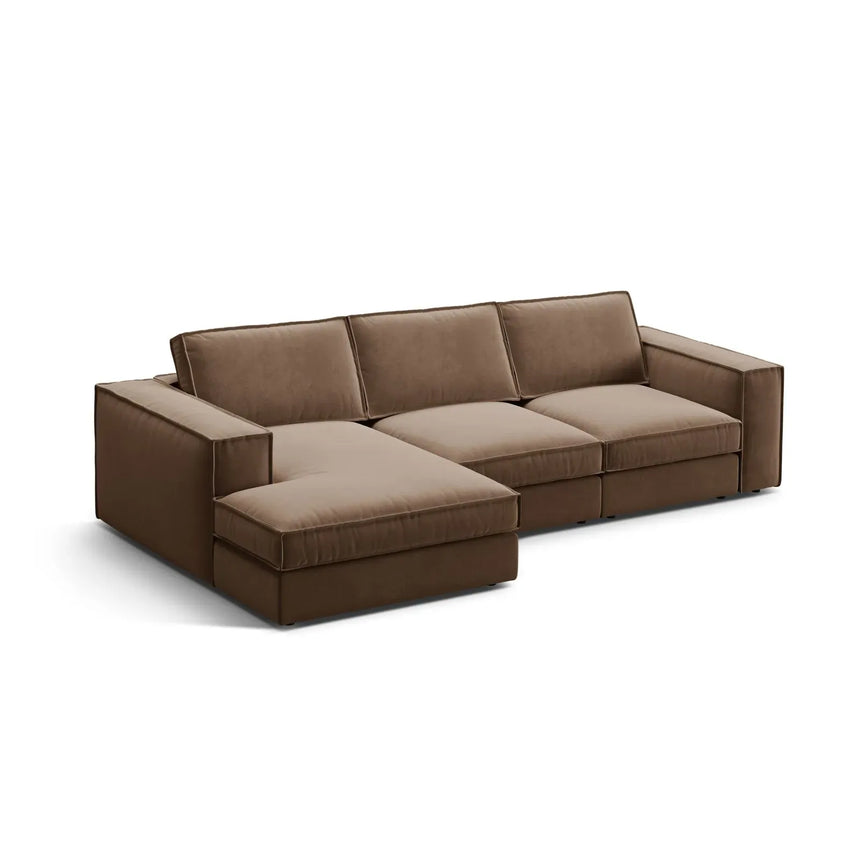 Pola 3-Sitzer Ecksofa, Linke Seite, aus Samt oder Strukturstoff, 284x158 cm - ZEN ZONE Furniture