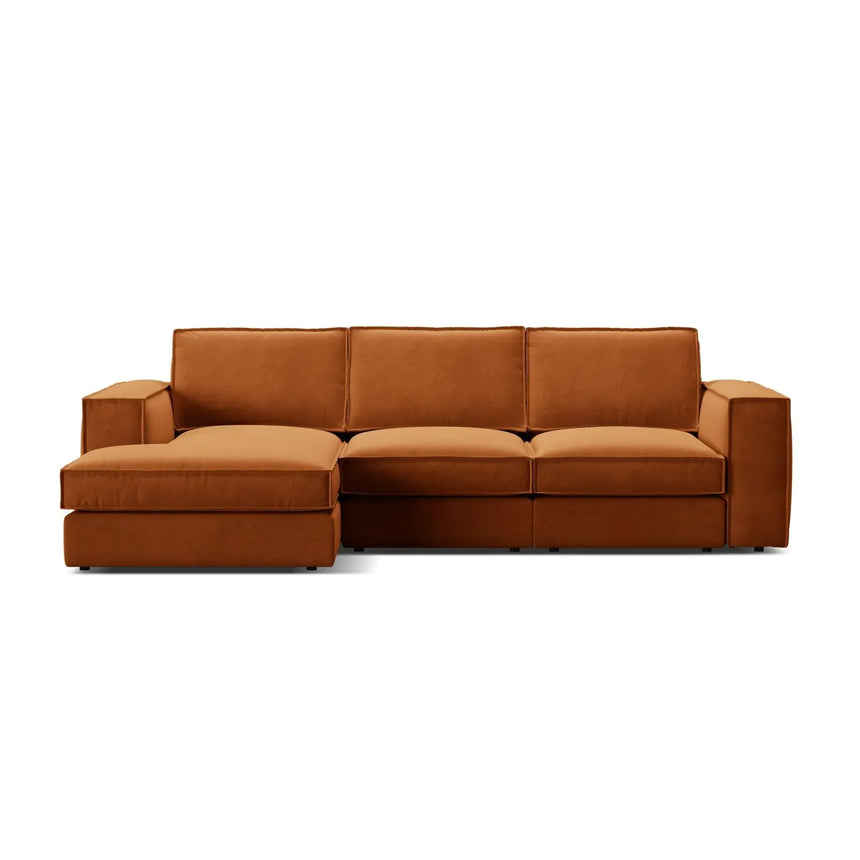 Pola 3-Sitzer Ecksofa, Linke Seite, aus Samt oder Strukturstoff, 284x158 cm - ZEN ZONE Furniture