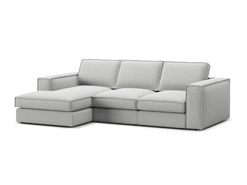 Pola 3-Sitzer Ecksofa, Linke Seite, aus Strukturierter Stoff in Hellgrau (BABEL LIGHT GREY), 284x158 cm von Micadoni – Bild 4