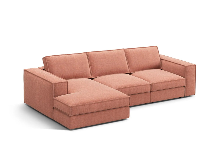 Pola 3-Sitzer Ecksofa, Linke Seite, aus Strukturierter Stoff in Red (BABEL RED), 284x158 cm von Micadoni – Bild 3
