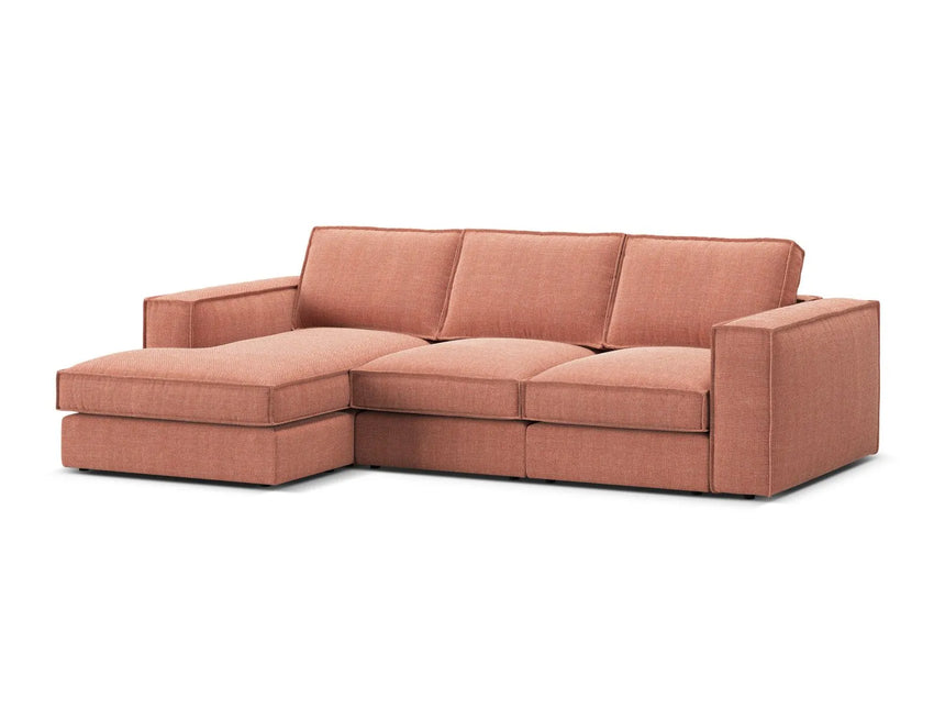 Pola 3-Sitzer Ecksofa, Linke Seite, aus Strukturierter Stoff in Red (BABEL RED), 284x158 cm von Micadoni – Bild 4