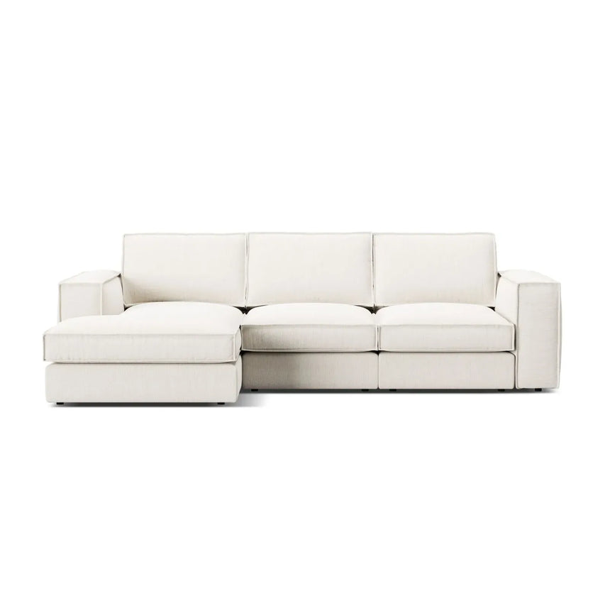 Pola 3-Sitzer Ecksofa, Linke Seite, aus Samt oder Strukturstoff, 284x158 cm - ZEN ZONE Furniture