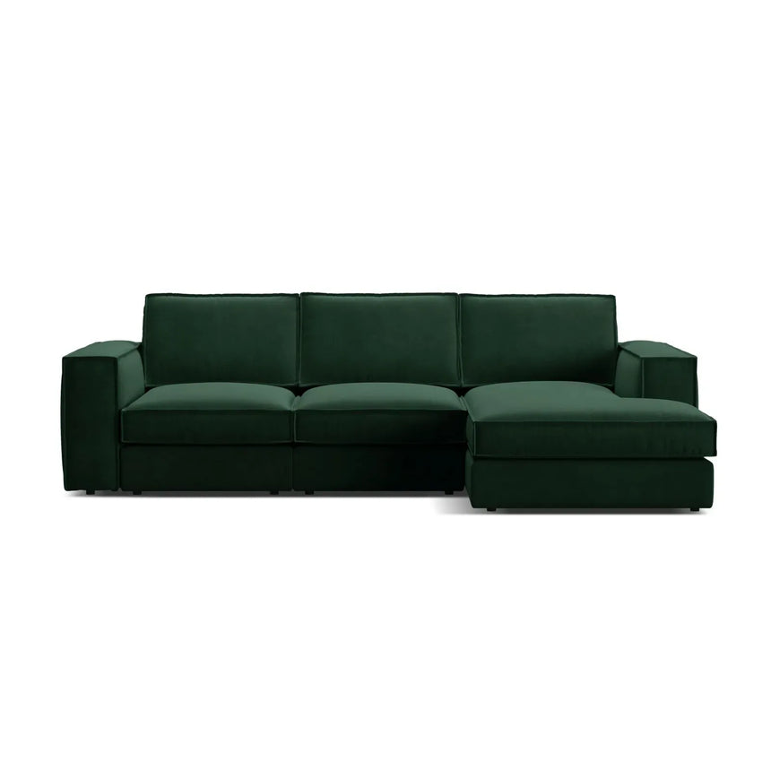 Pola 3-Sitzer Ecksofa, Rechte Seite, aus Samt oder Strukturstoff, 284x158 cm - ZEN ZONE Furniture