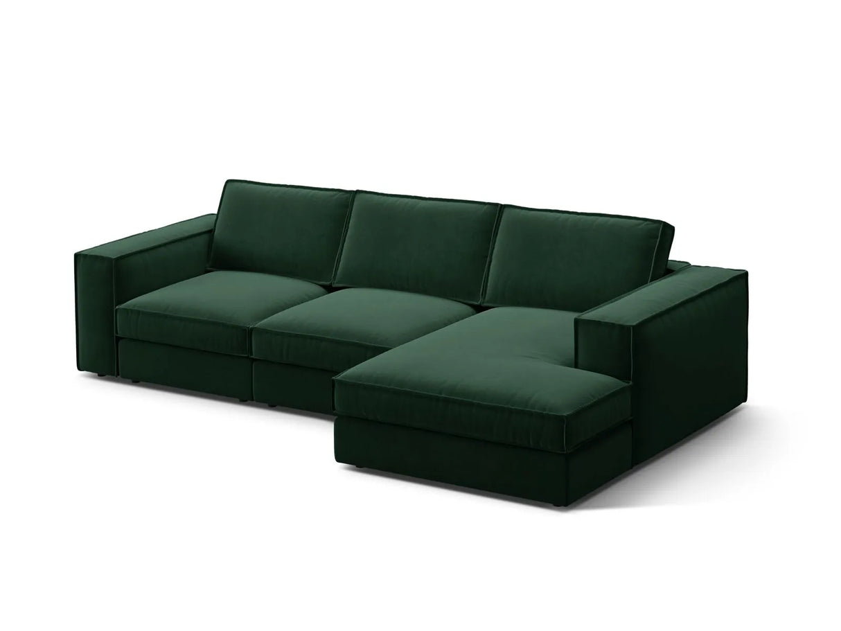 Pola 3-Sitzer Ecksofa, Rechte Seite, aus Samt in Flaschengrün (Salvador 7), 284x158 cm von Micadoni – Bild 3
