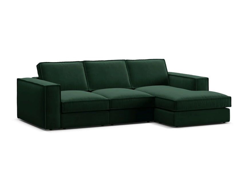 Pola 3-Sitzer Ecksofa, Rechte Seite, aus Samt in Flaschengrün (Salvador 7), 284x158 cm von Micadoni – Bild 4