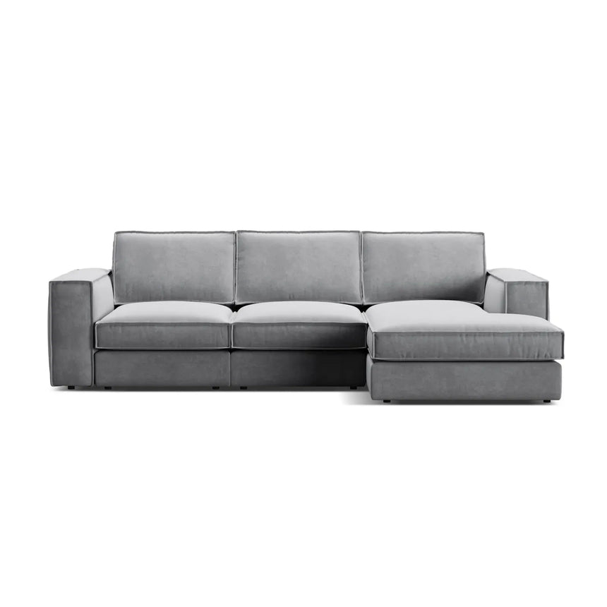 Pola 3-Sitzer Ecksofa, Rechte Seite, aus Samt oder Strukturstoff, 284x158 cm - ZEN ZONE Furniture