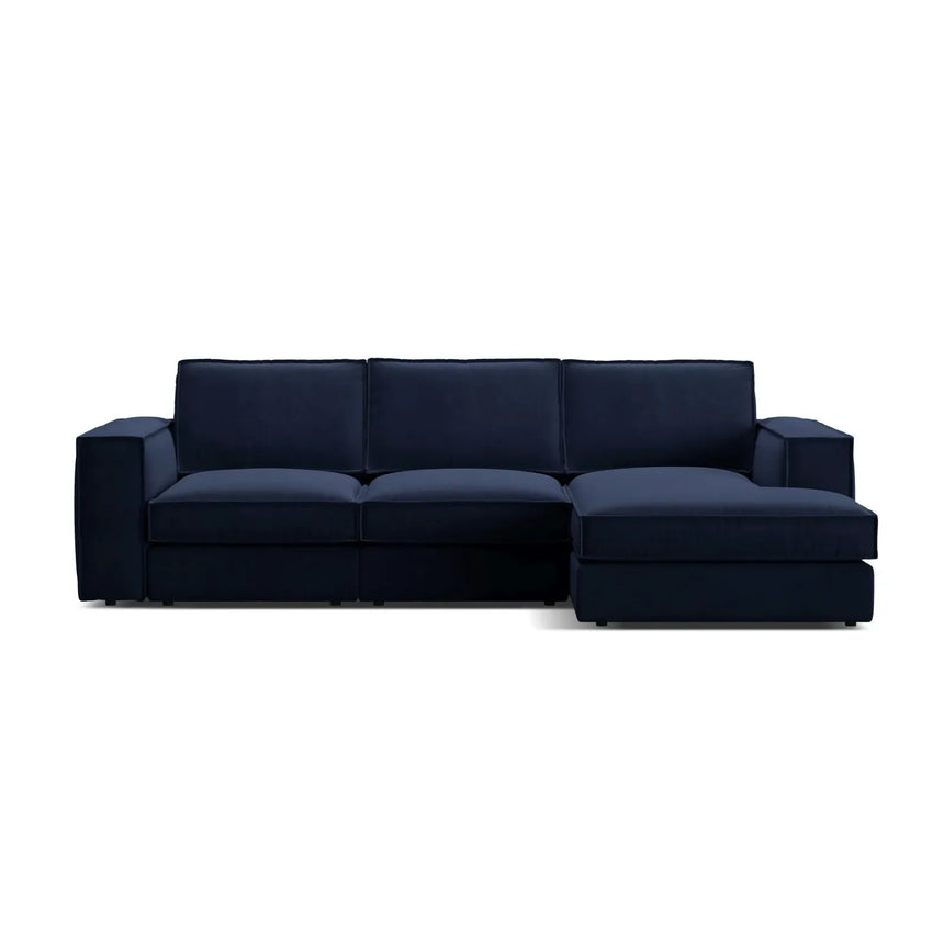Pola 3-Sitzer Ecksofa, Rechte Seite, aus Samt oder Strukturstoff, 284x158 cm - ZEN ZONE Furniture