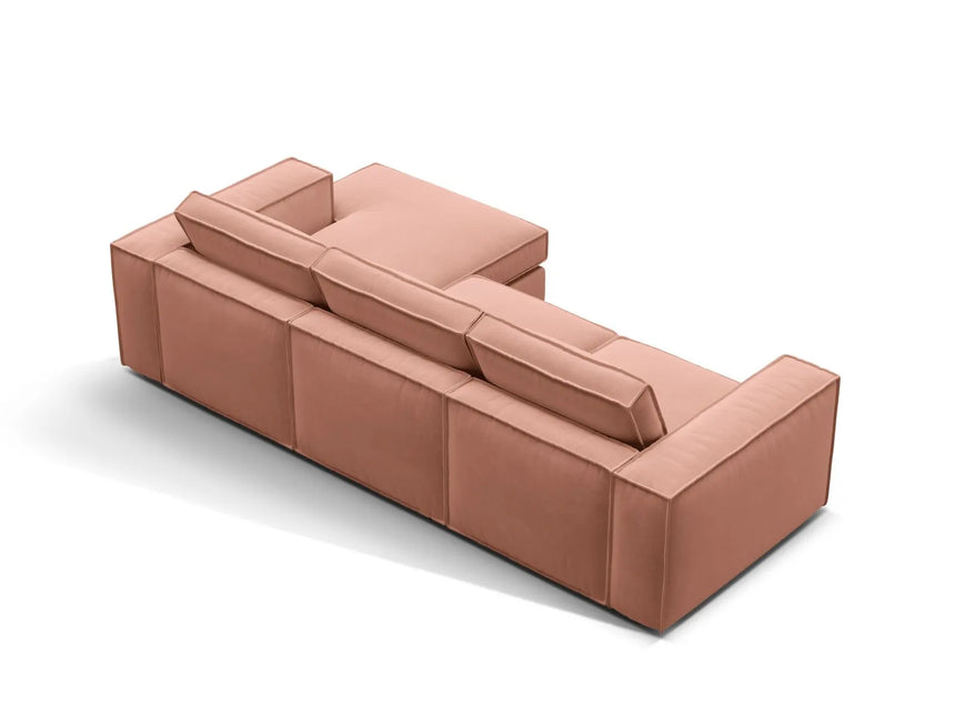 Pola 3-Sitzer Ecksofa, Rechte Seite, aus Samt in Rosa (Salvador 11), 284x158 cm von Micadoni – Bild 5