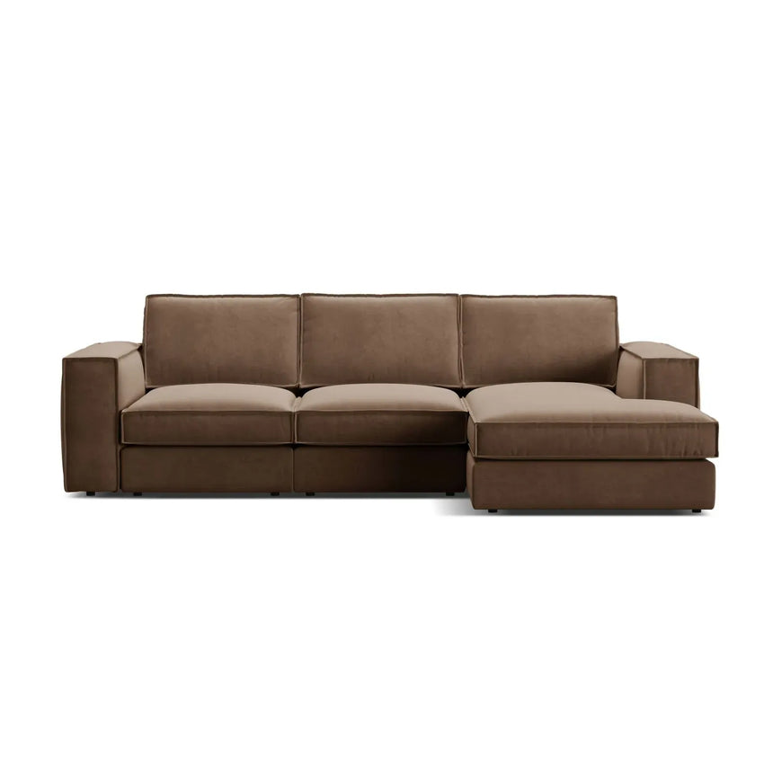 Pola 3-Sitzer Ecksofa, Rechte Seite, aus Samt oder Strukturstoff, 284x158 cm - ZEN ZONE Furniture