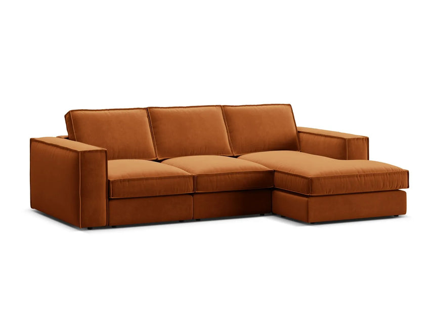 Pola 3-Sitzer Ecksofa, Rechte Seite, aus Samt in Terrakotta (Salvador 14), 284x158 cm von Micadoni – Bild 4