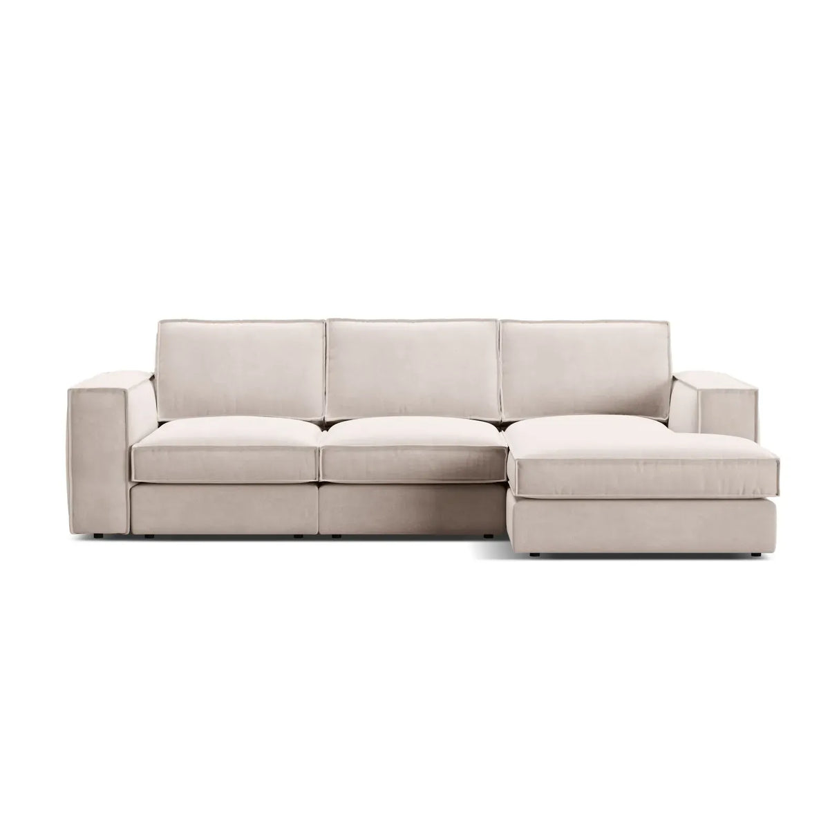 Pola 3-Sitzer Ecksofa, Rechte Seite, aus Samt oder Strukturstoff, 284x158 cm - ZEN ZONE Furniture