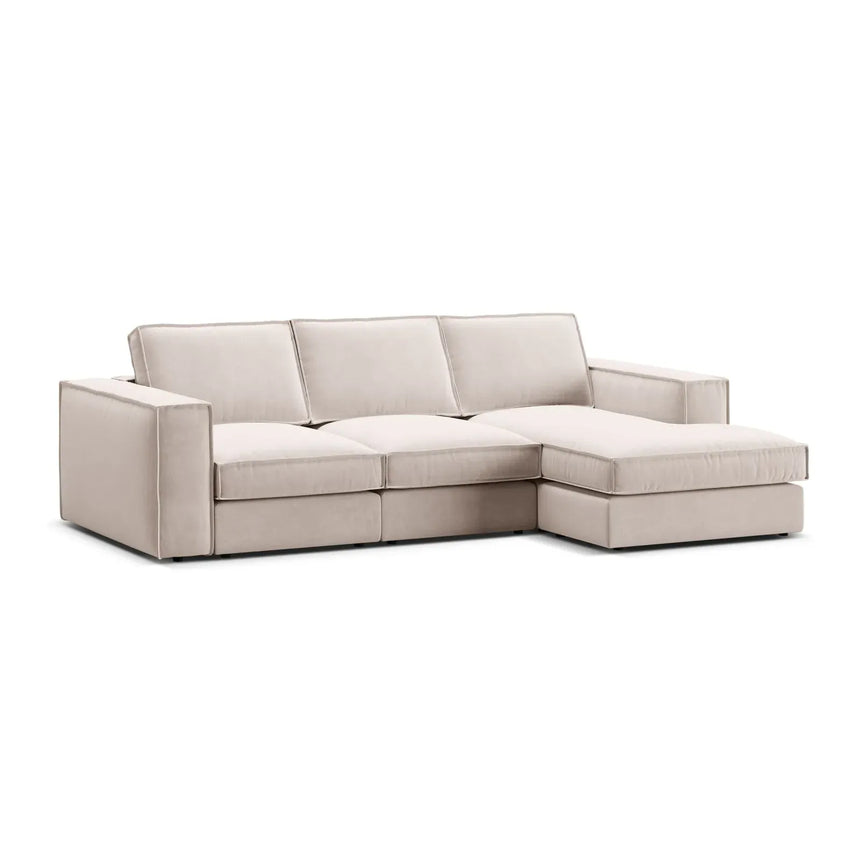 Pola 3-Sitzer Ecksofa, Rechte Seite, aus Samt oder Strukturstoff, 284x158 cm - ZEN ZONE Furniture