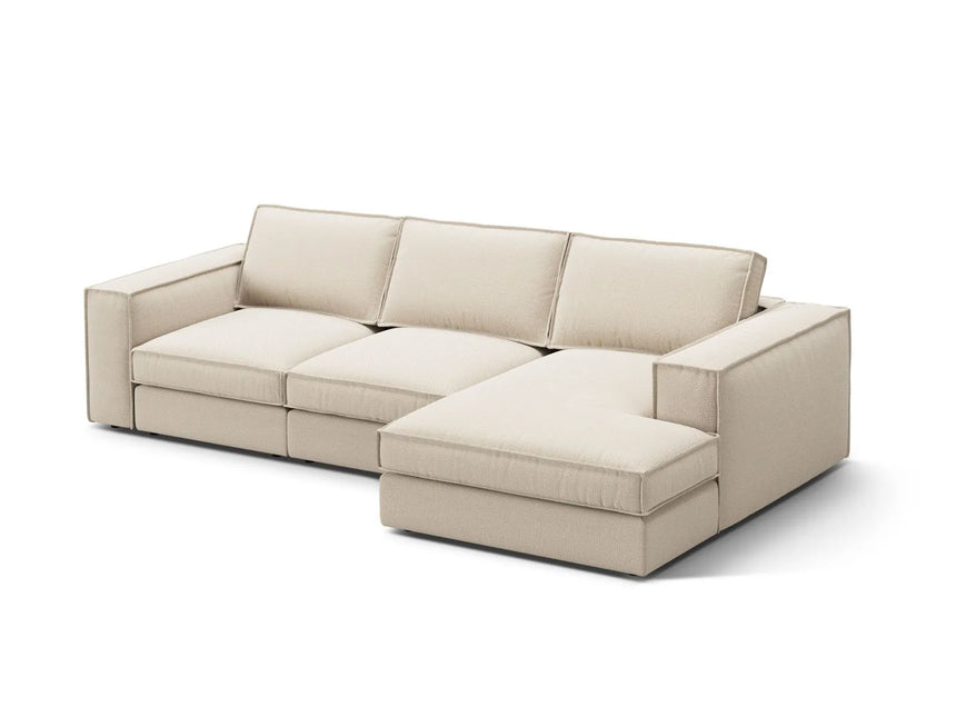 Pola 3-Sitzer Ecksofa, Rechte Seite, aus Strukturierter Stoff in Beige (BABEL TOFFEE), 284x158 cm von Micadoni – Bild 3