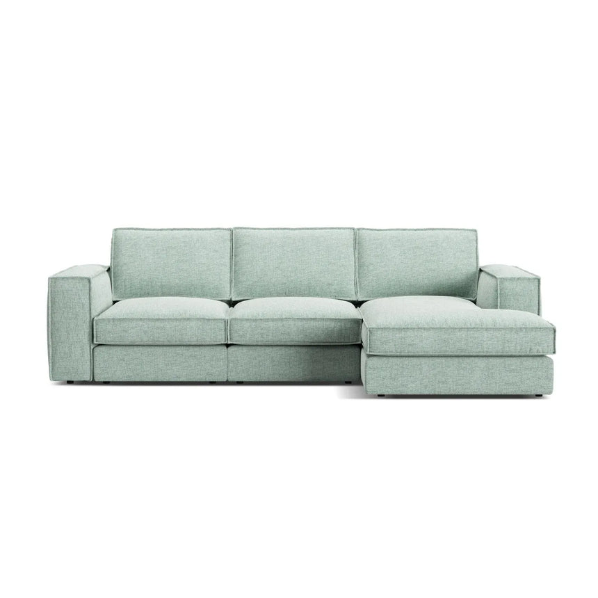 Pola 3-Sitzer Ecksofa, Rechte Seite, aus Samt oder Strukturstoff, 284x158 cm - ZEN ZONE Furniture