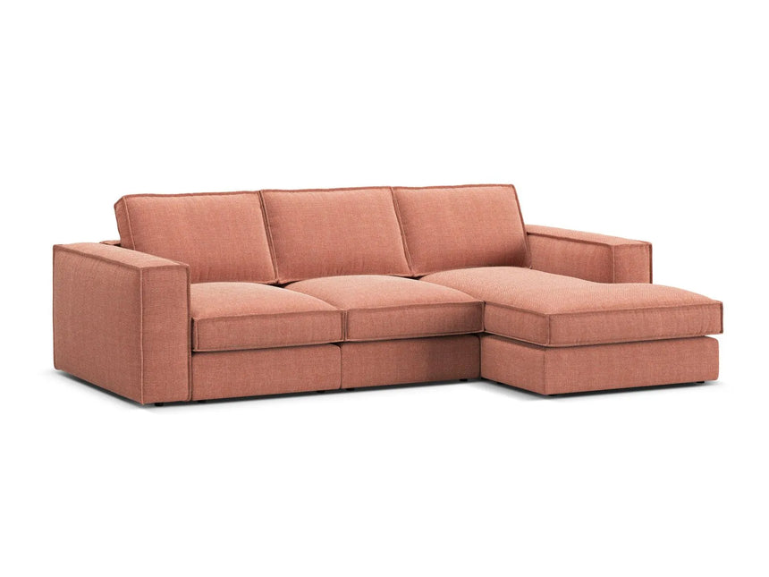 Pola 3-Sitzer Ecksofa, Rechte Seite, aus Strukturierter Stoff in Red (BABEL RED), 284x158 cm von Micadoni – Bild 4