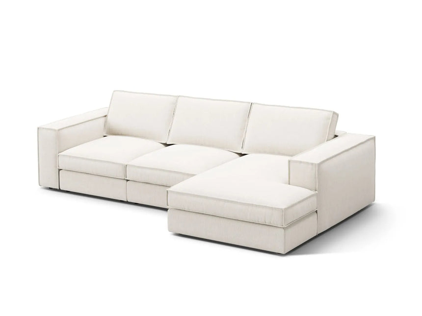 Pola 3-Sitzer Ecksofa, Rechte Seite, aus Strukturierter Stoff in Weiß (BABEL WHITE), 284x158 cm von Micadoni – Bild 3