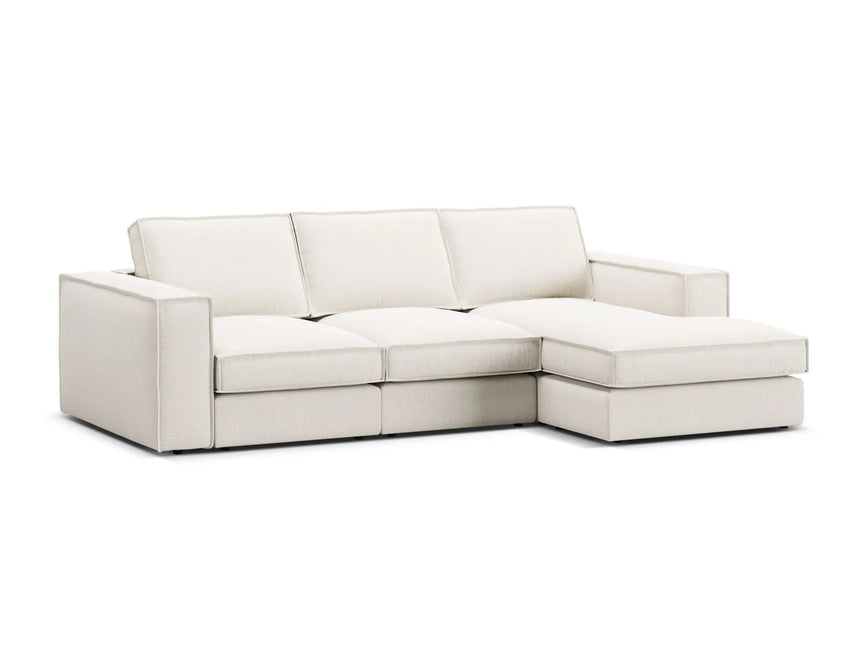 Pola 3-Sitzer Ecksofa, Rechte Seite, aus Strukturierter Stoff in Weiß (BABEL WHITE), 284x158 cm von Micadoni – Bild 4