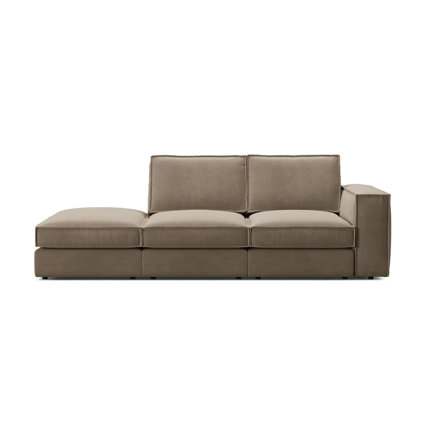 Pola 3-Sitzer Sofa, Linke Seite offen, aus Samt oder Strukturstoff, 259x103 cm - ZEN ZONE Furniture