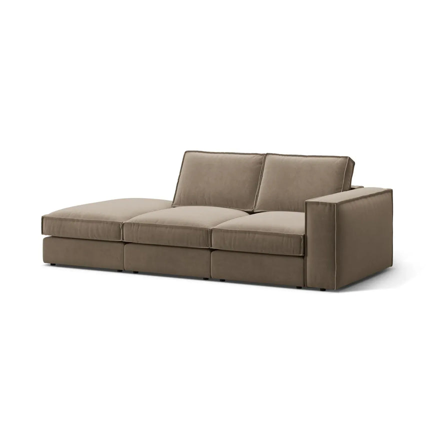 Pola 3-Sitzer Sofa, Linke Seite offen, aus Samt oder Strukturstoff, 259x103 cm - ZEN ZONE Furniture