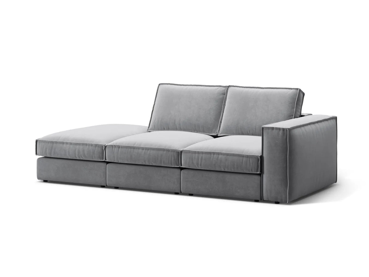 Pola 3-Sitzer Sofa, Linke Seite offen, aus Samt oder Strukturstoff, 259x103 cm - ZEN ZONE Furniture