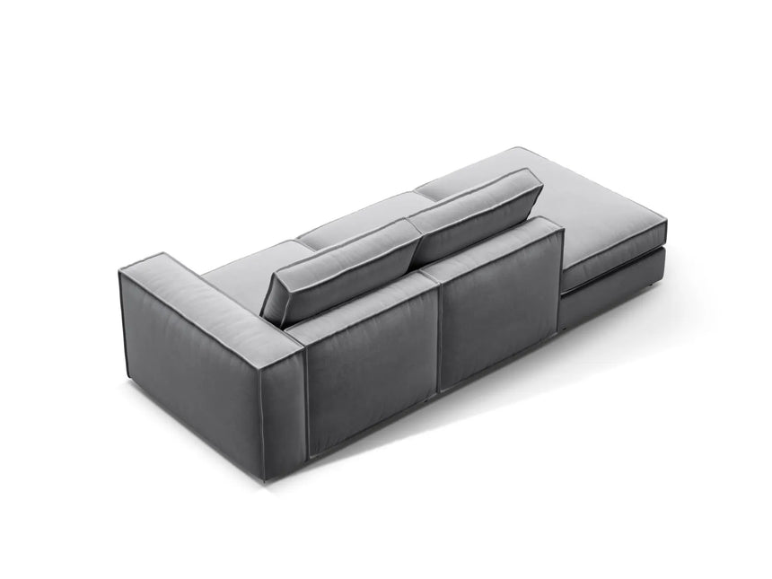 Pola 3-Sitzer Sofa, Linke Seite offen, aus Samt oder Strukturstoff, 259x103 cm - ZEN ZONE Furniture
