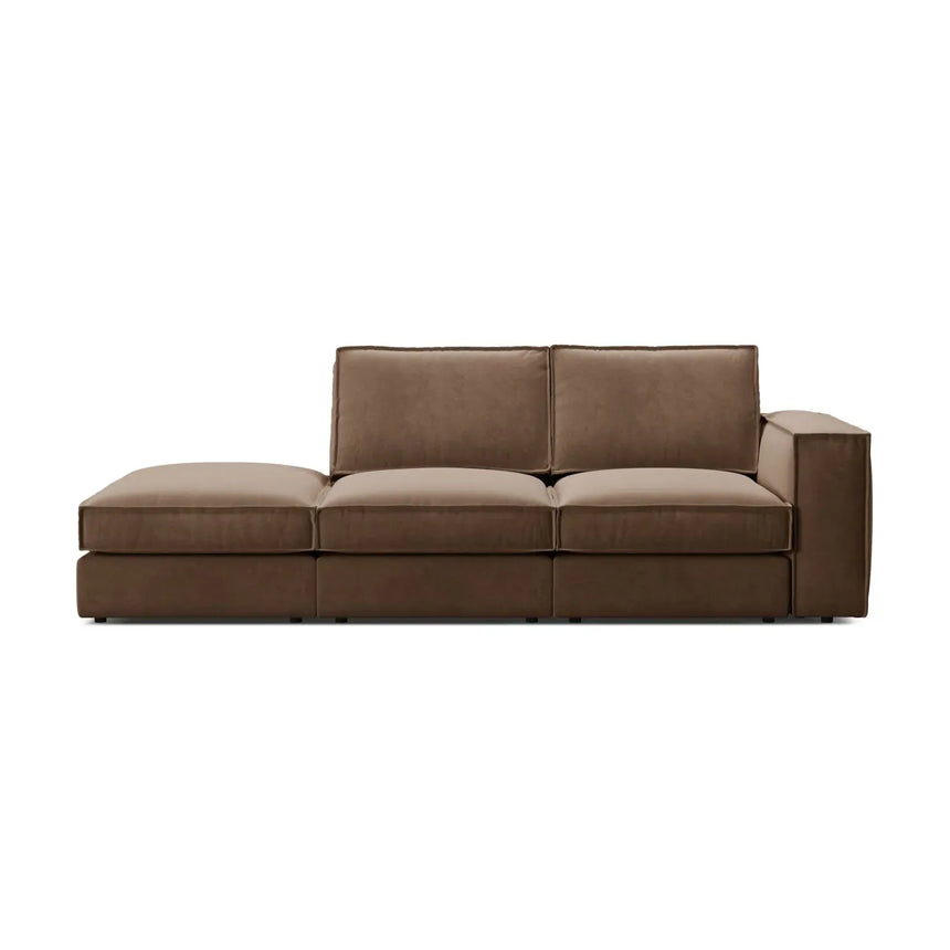 Pola 3-Sitzer Sofa, Linke Seite offen, aus Samt oder Strukturstoff, 259x103 cm - ZEN ZONE Furniture