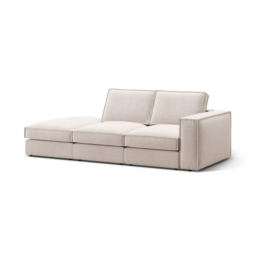 Pola 3-Sitzer Sofa, Linke Seite offen, aus Samt oder Strukturstoff, 259x103 cm - ZEN ZONE Furniture