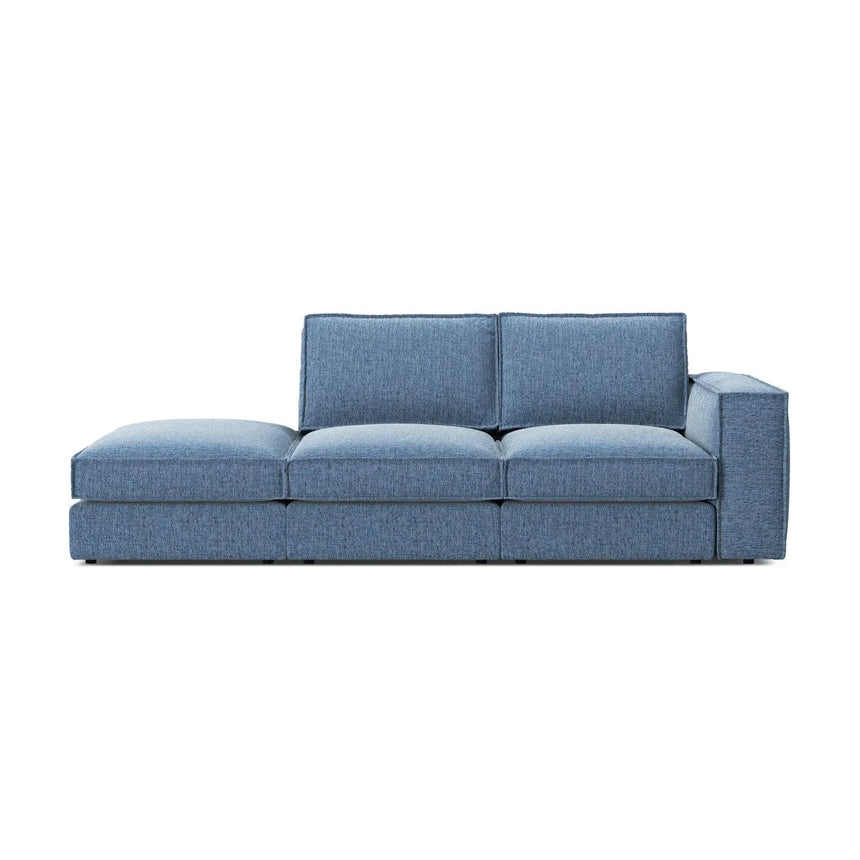 Pola 3-Sitzer Sofa, Linke Seite offen, aus Samt oder Strukturstoff, 259x103 cm - ZEN ZONE Furniture