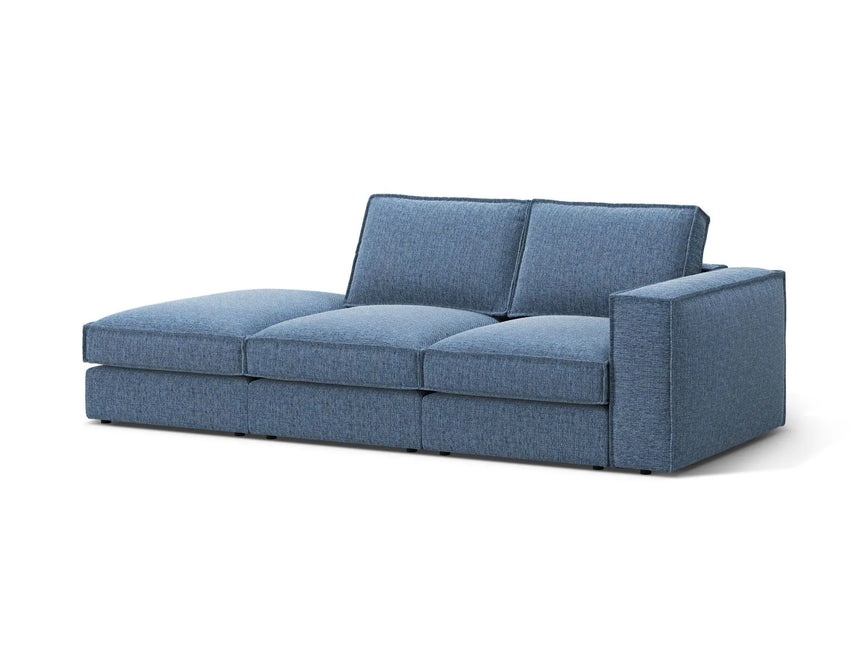 Pola 3-Sitzer Sofa, Linke Seite offen, aus Strukturierter Stoff in Dunkelblau (BABEL BLUE), 259x103 cm von Micadoni – Bild 3