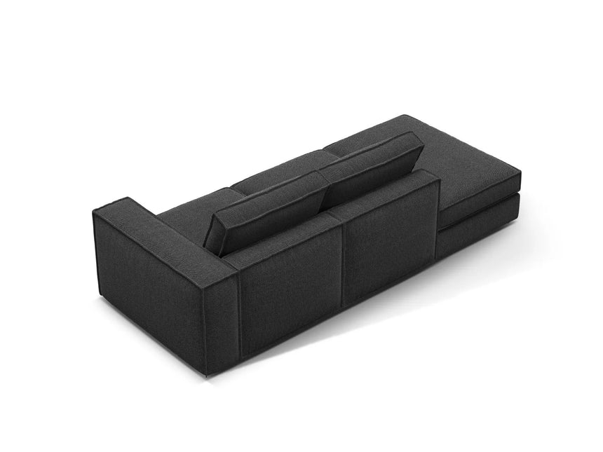 Pola 3-Sitzer Sofa, Linke Seite offen, aus Strukturierter Stoff in Schwarz (BABEL BLACK), 259x103 cm von Micadoni – Bild 4