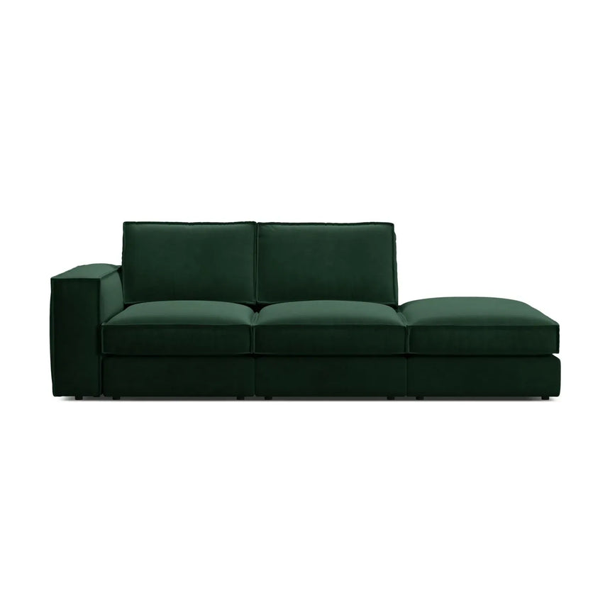 Pola 3-Sitzer Sofa, Rechte Seite offen, aus Samt oder Strukturstoff, 259x103 cm - ZEN ZONE Furniture
