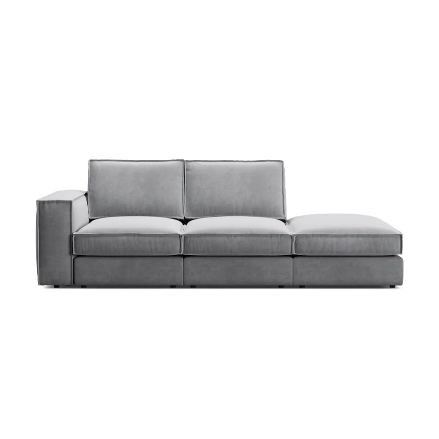 Pola 3-Sitzer Sofa, Rechte Seite offen, aus Samt oder Strukturstoff, 259x103 cm - ZEN ZONE Furniture