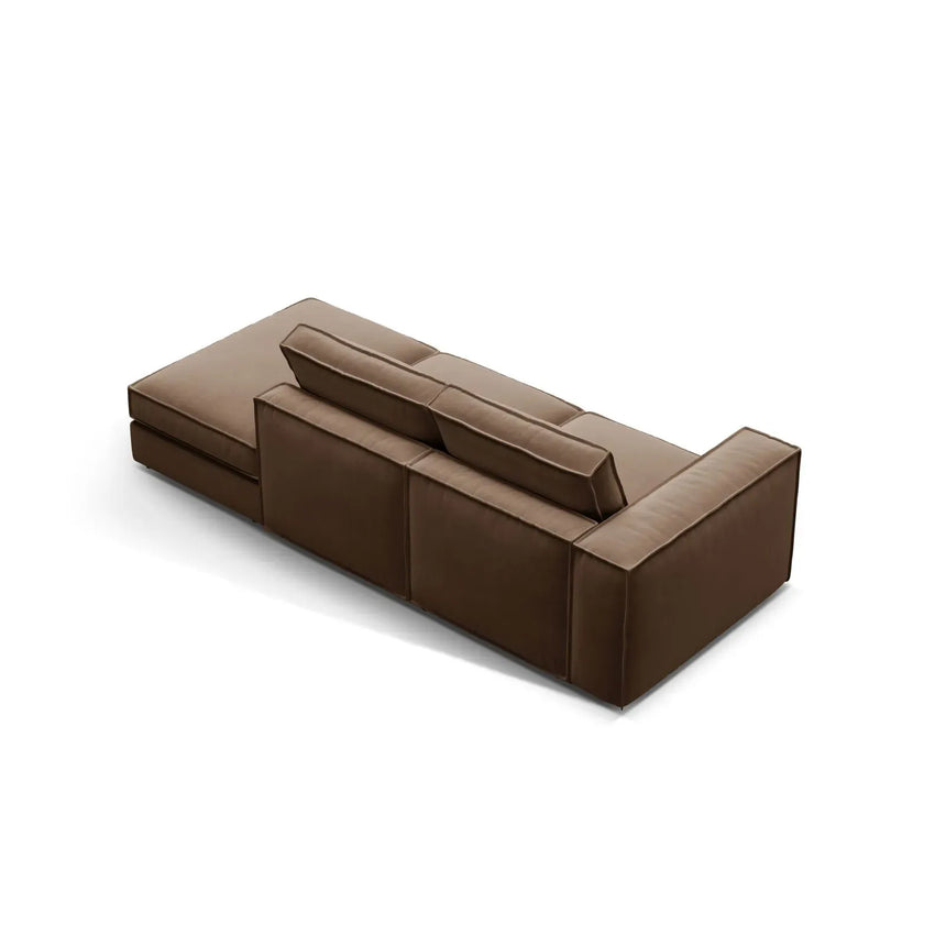 Pola 3-Sitzer Sofa, Rechte Seite offen, aus Samt oder Strukturstoff, 259x103 cm - ZEN ZONE Furniture