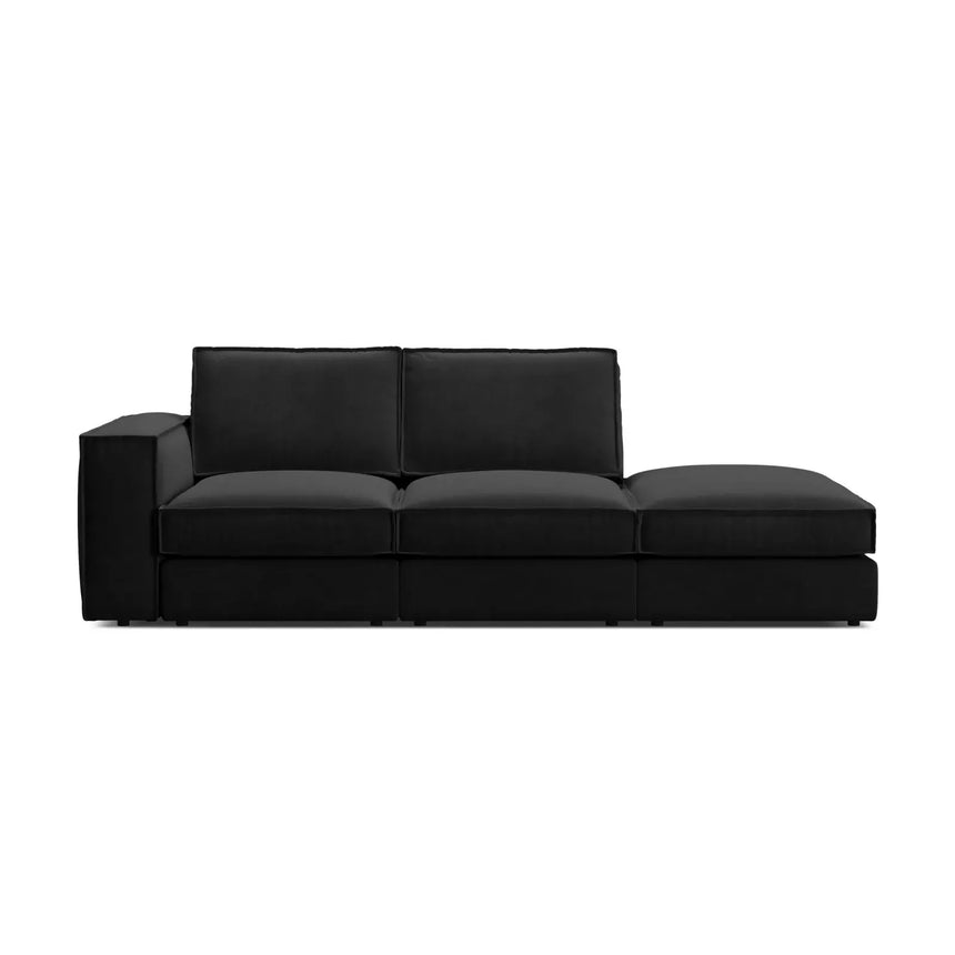Pola 3-Sitzer Sofa, Rechte Seite offen, aus Samt oder Strukturstoff, 259x103 cm - ZEN ZONE Furniture