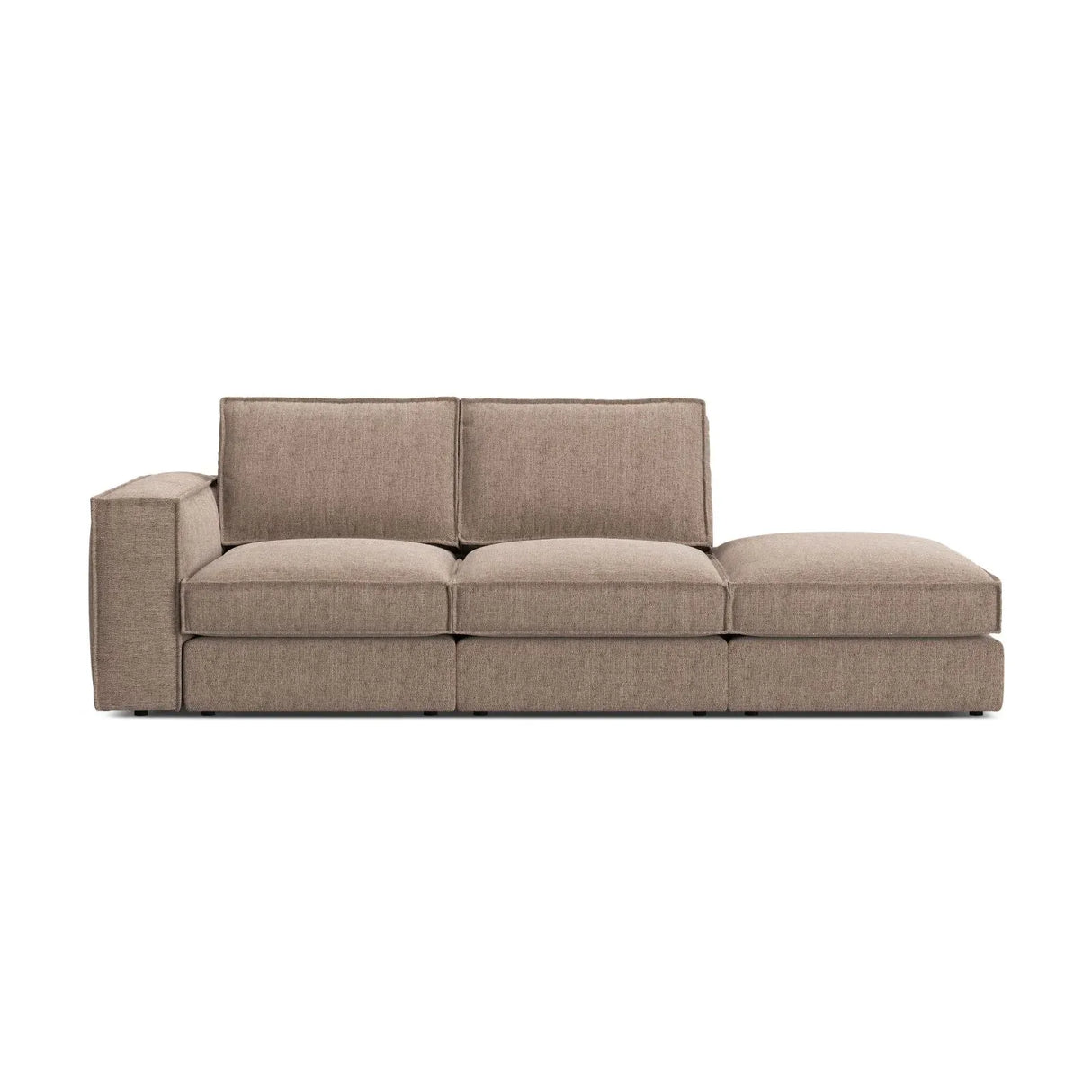 Pola 3-Sitzer Sofa, Rechte Seite offen, aus Samt oder Strukturstoff, 259x103 cm - ZEN ZONE Furniture
