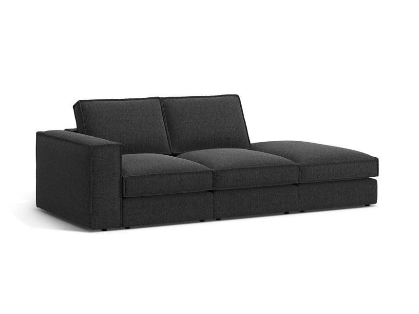 Pola 3-Sitzer Sofa, Rechte Seite offen, aus Strukturierter Stoff in Schwarz (BABEL BLACK), 259x103 cm von Micadoni – Bild 3