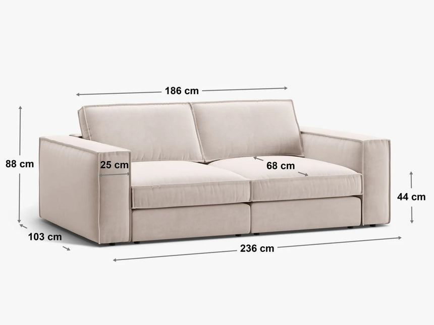 Pola 3-Sitzer Sofa aus Strukturierter Stoff in Minze (BABEL SAFIRA), 236x103 cm von Micadoni – Bild 2