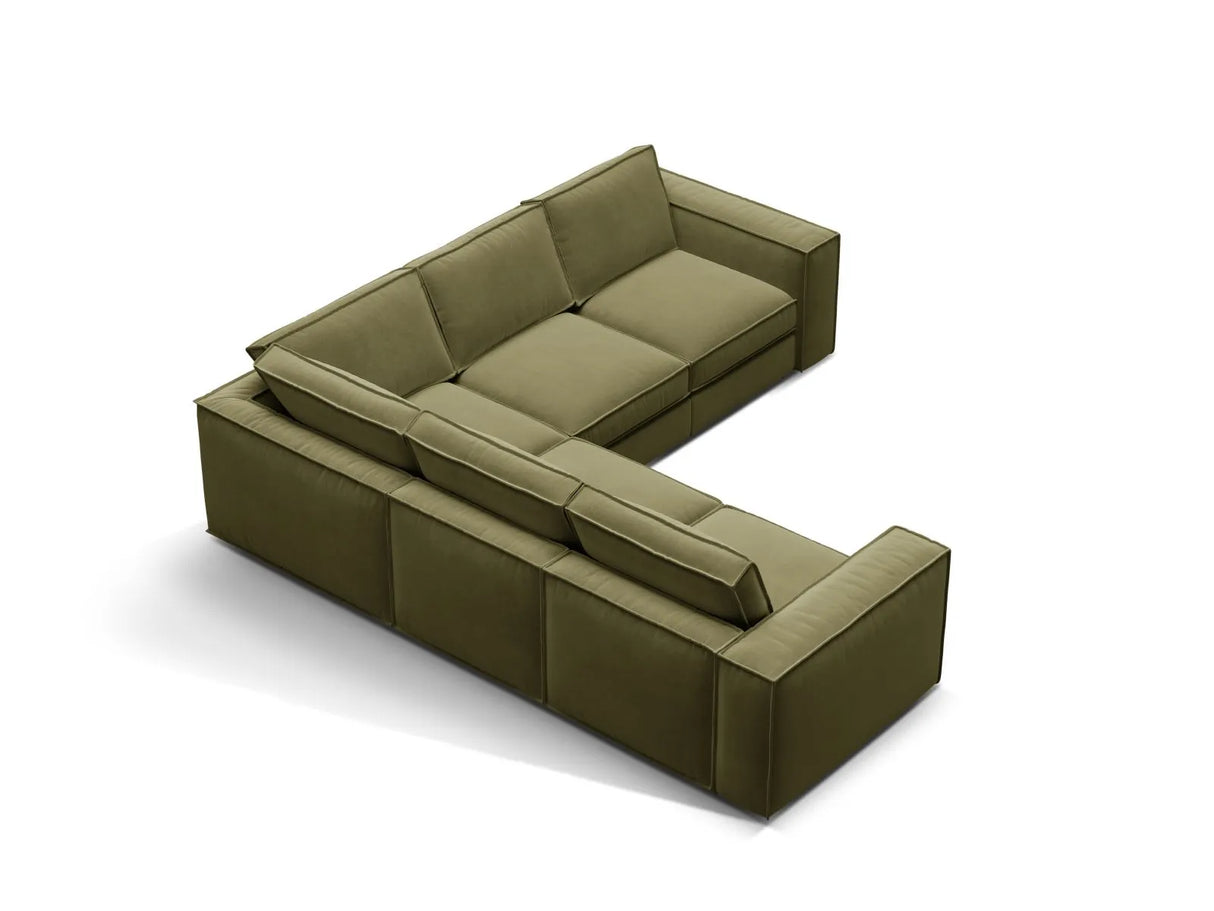 Pola 4-Sitzer Ecksofa, symmetrisch, aus Samt in Grün (Salvador 8), 284x284 cm von Micadoni – Bild 3